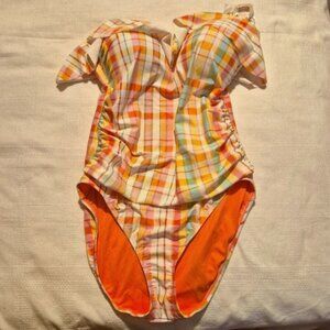 Bleu Rod Beatie women's size 12 Hip to be Square ruched 1 piece swim suit, NEW